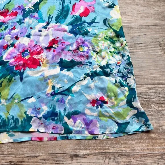 Robert Stock Silk Floral Slip Dress M NWT Blue Multicolor Spaghetti Strap Summer - Picture 10 of 10